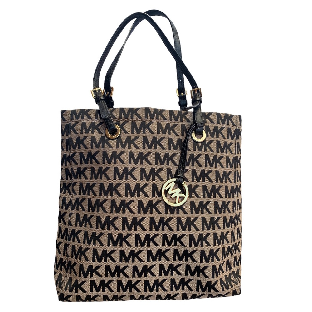 Michael Michael Kors Logo Fabric Tote With Leather Handles